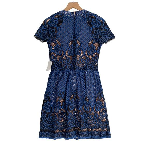 NEW City Triangles Dress Juniors Size 5 Blue Short Sleeve Fit & Flare Lace Dress - Picture 2 of 9